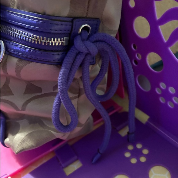 Coach Poppy Tan and Purple Shoulder Bag - Picture 8 of 16